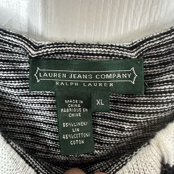 Lauren Ralph Lauren Linen Jeans Company Ruffle Top Women's Striped XL Knit - Picture 2 of 6